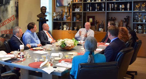 Charles Clarke has a conversation with Senator Fran Pavley and Senior Members of the Consular Corps from Los Angeles.